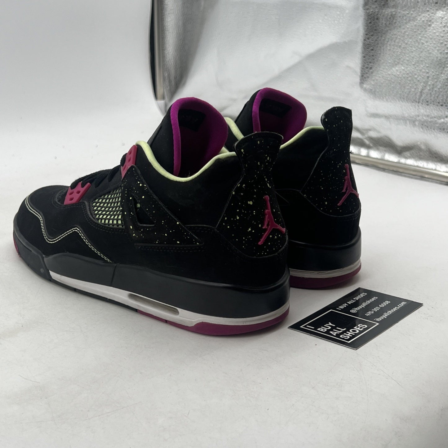 Size 7Y - Air Jordan IV 4 Retro GG Fuschia Pink Black Lime White (705344-027)
