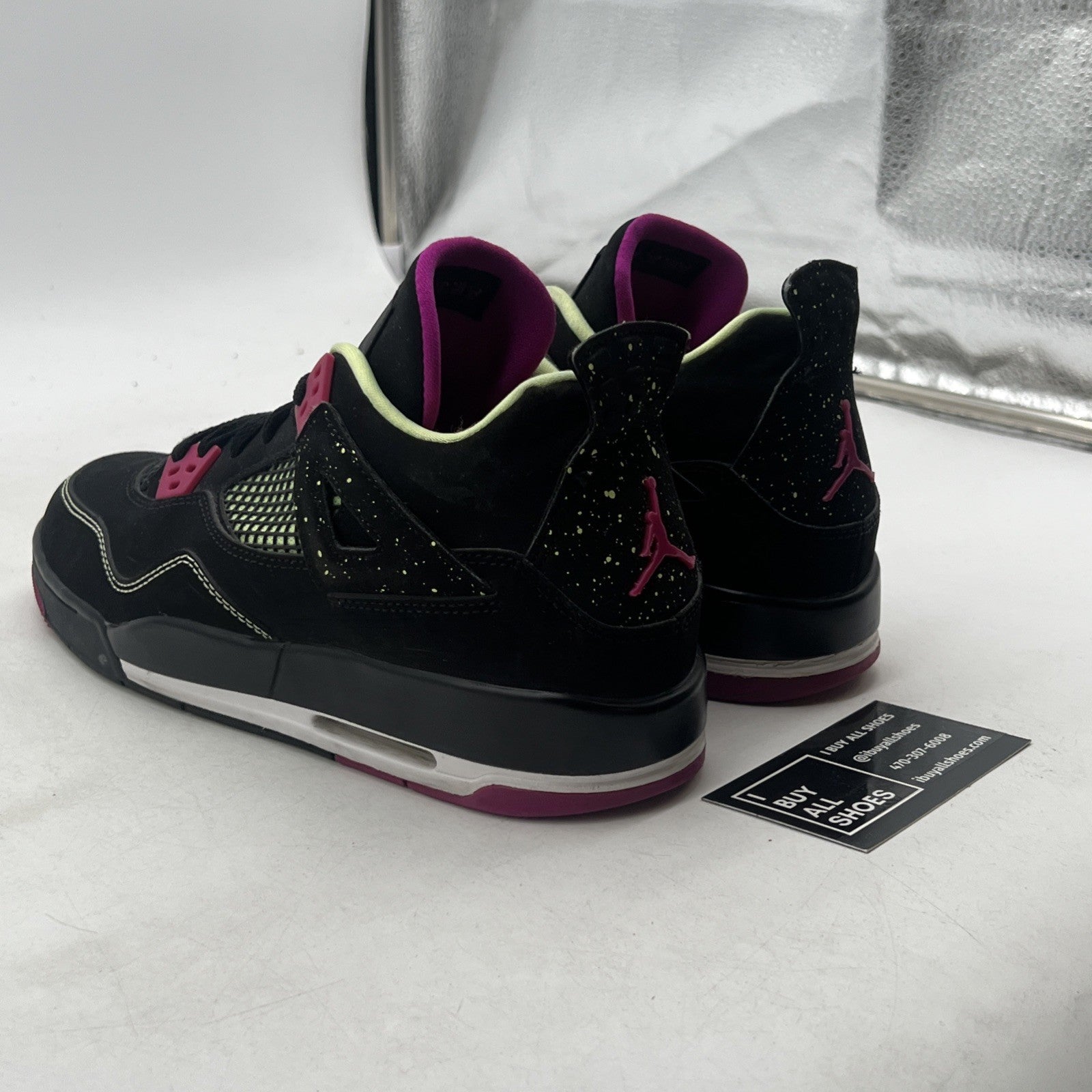 Size 7Y - Air Jordan IV 4 Retro GG Fuschia Pink Black Lime White (705344-027)