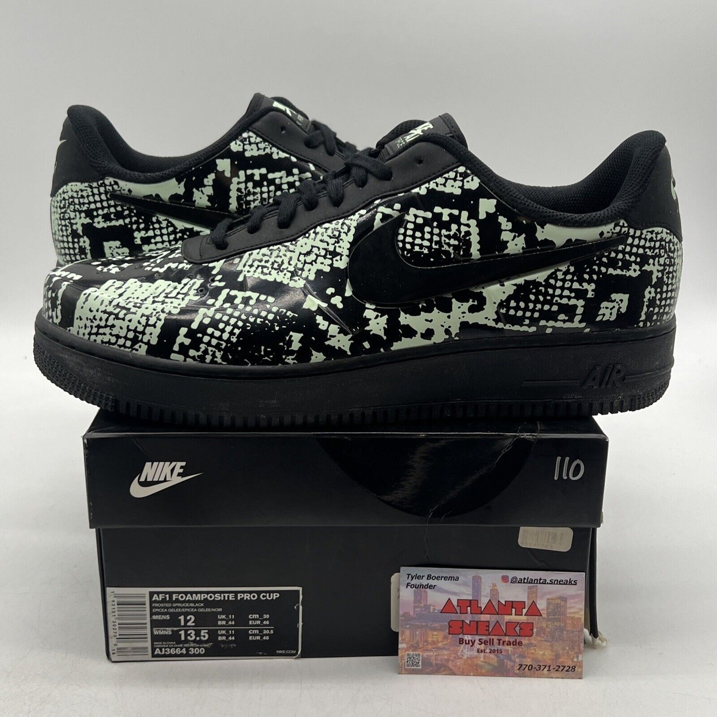 Size 12 - Nike Air Force 1 Foamposite Pro Cup Glow Snakeskin Mint (AJ3664-300)