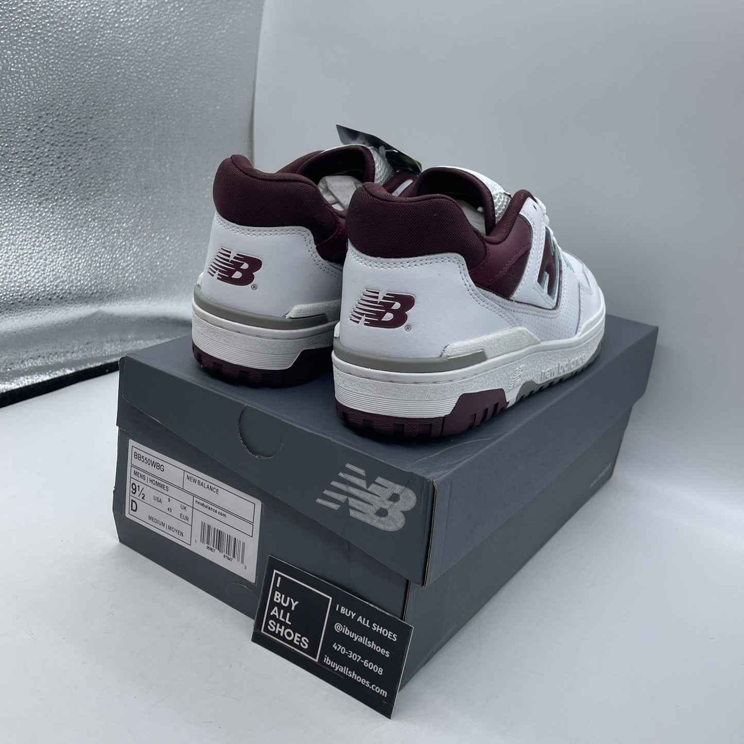 Size 9.5 - New Balance 550 Burgundy Turquoise White Leather (BB550WBG)