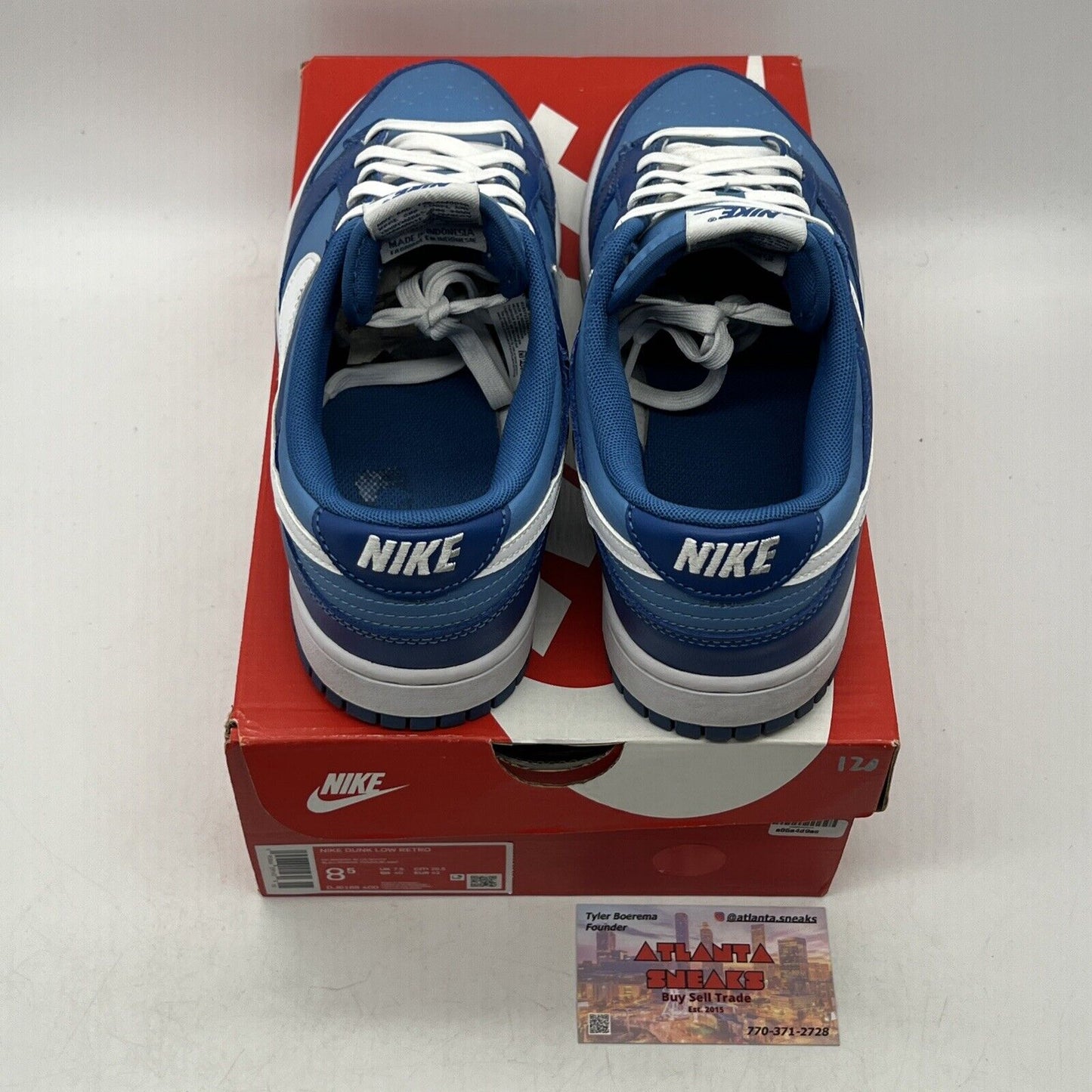 Size 8.5 - Nike Dunk Low Dark Marina Blue White Leather (DJ6188-400)