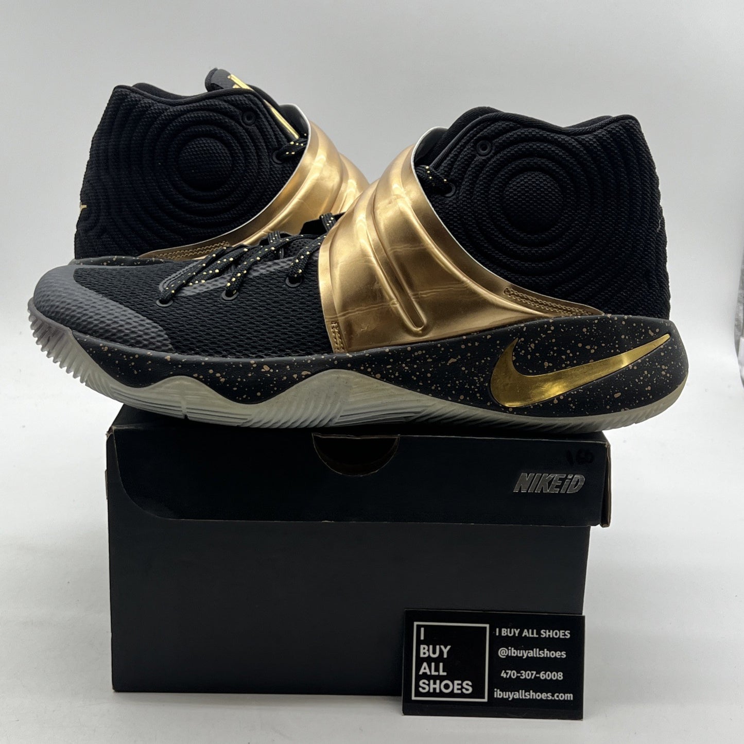 Size 13 - Nike Men's Black Gold Solid Kyrie Athletic Shoes (843253-995)