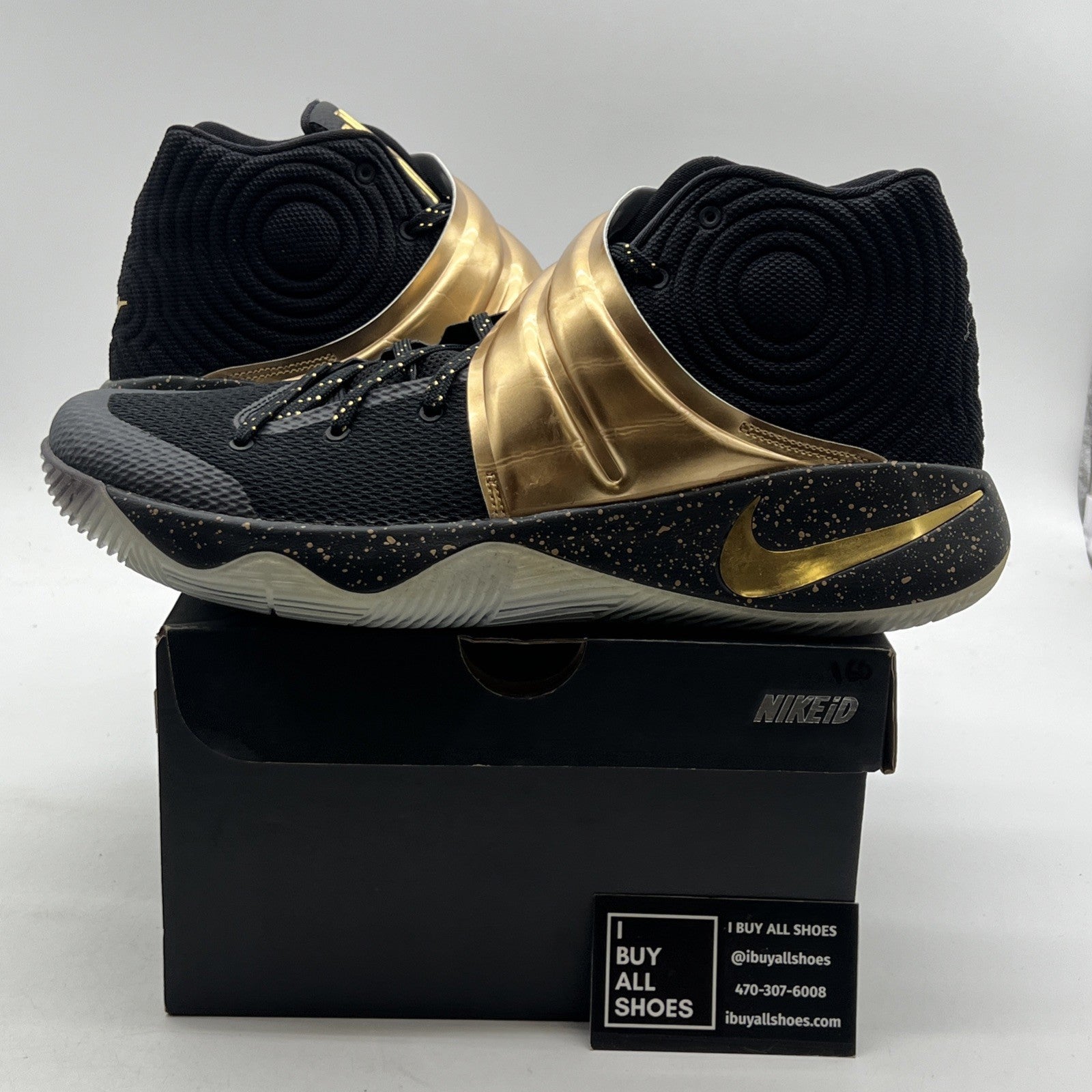 Size 13 - Nike Men's Black Gold Solid Kyrie Athletic Shoes (843253-995)