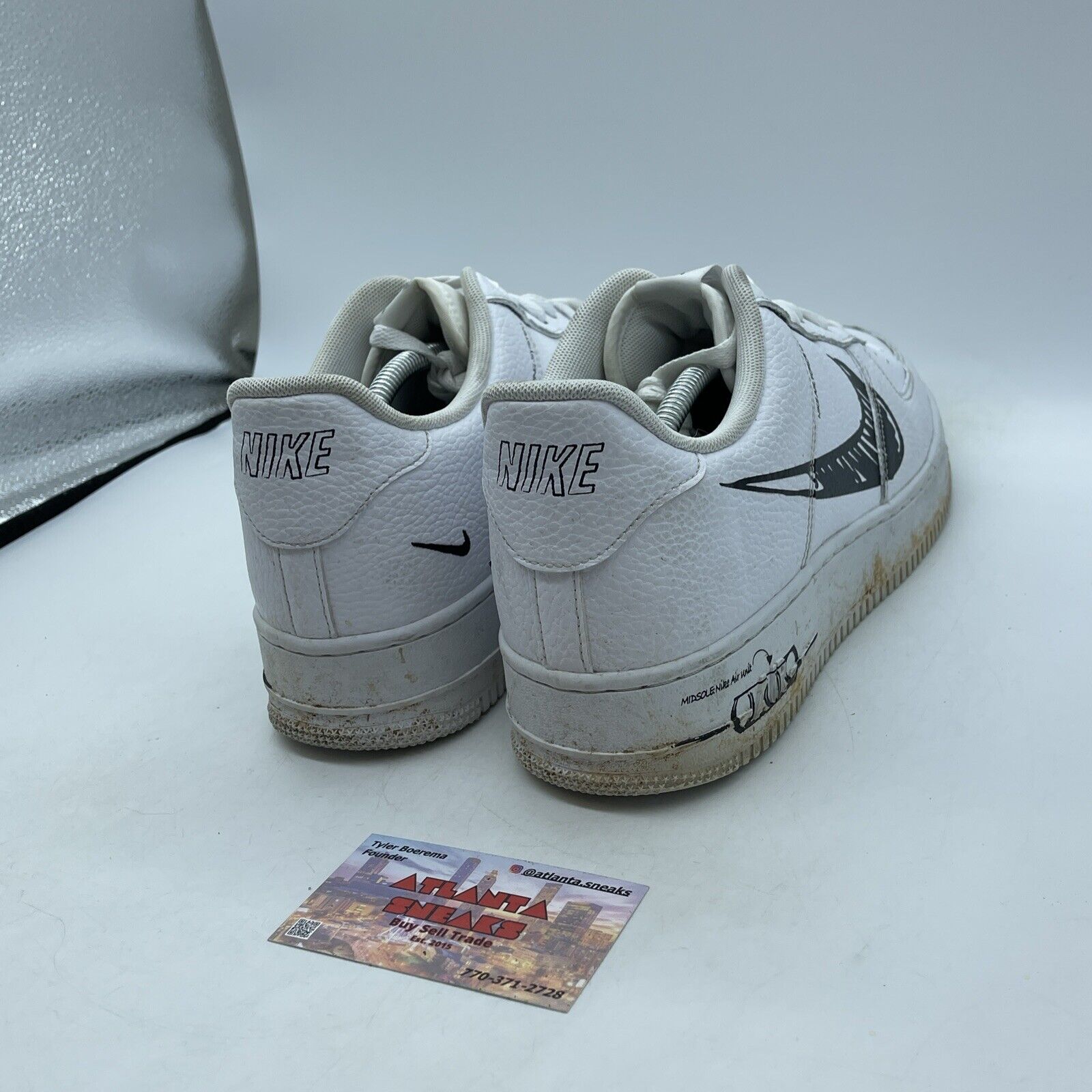 Size 12 - Nike Air Force 1 Low Sketch - Black White Leather (CW7581-101)