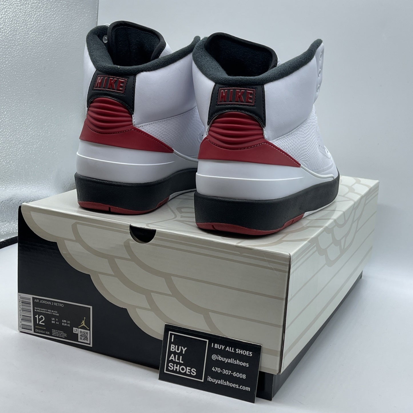 Size 12 - Jordan 2 Retro Mid Chicago White Red Black Leather (DX2454-106)