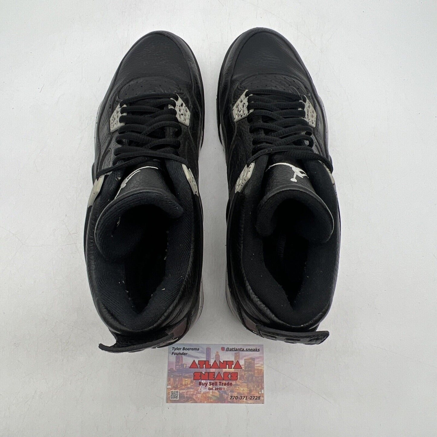 Size 10.5 - Jordan 4 Retro LS oreo 2015 Black Grey Leather (314254-003)