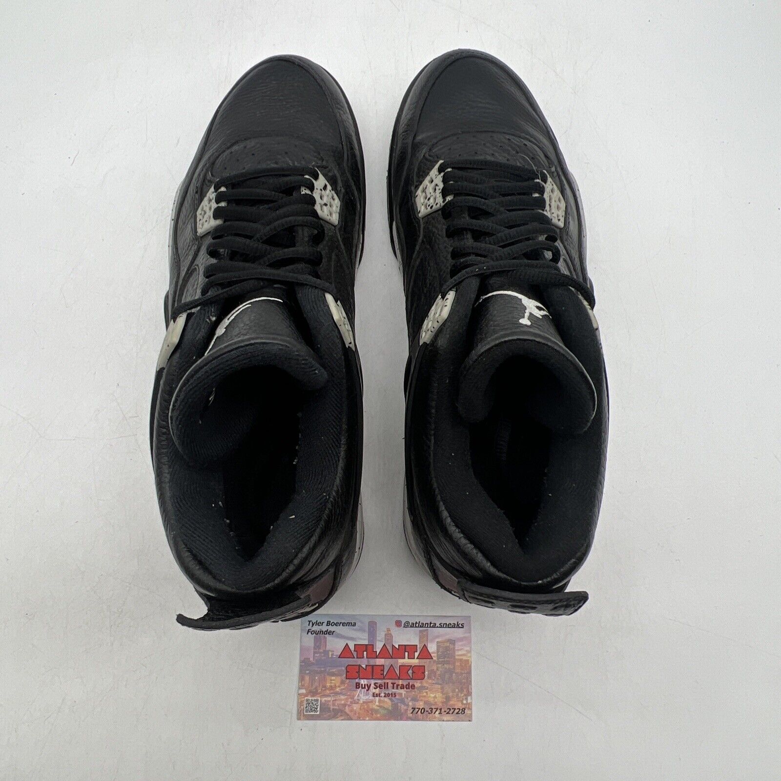Size 10.5 - Jordan 4 Retro LS oreo 2015 Black Grey Leather (314254-003)