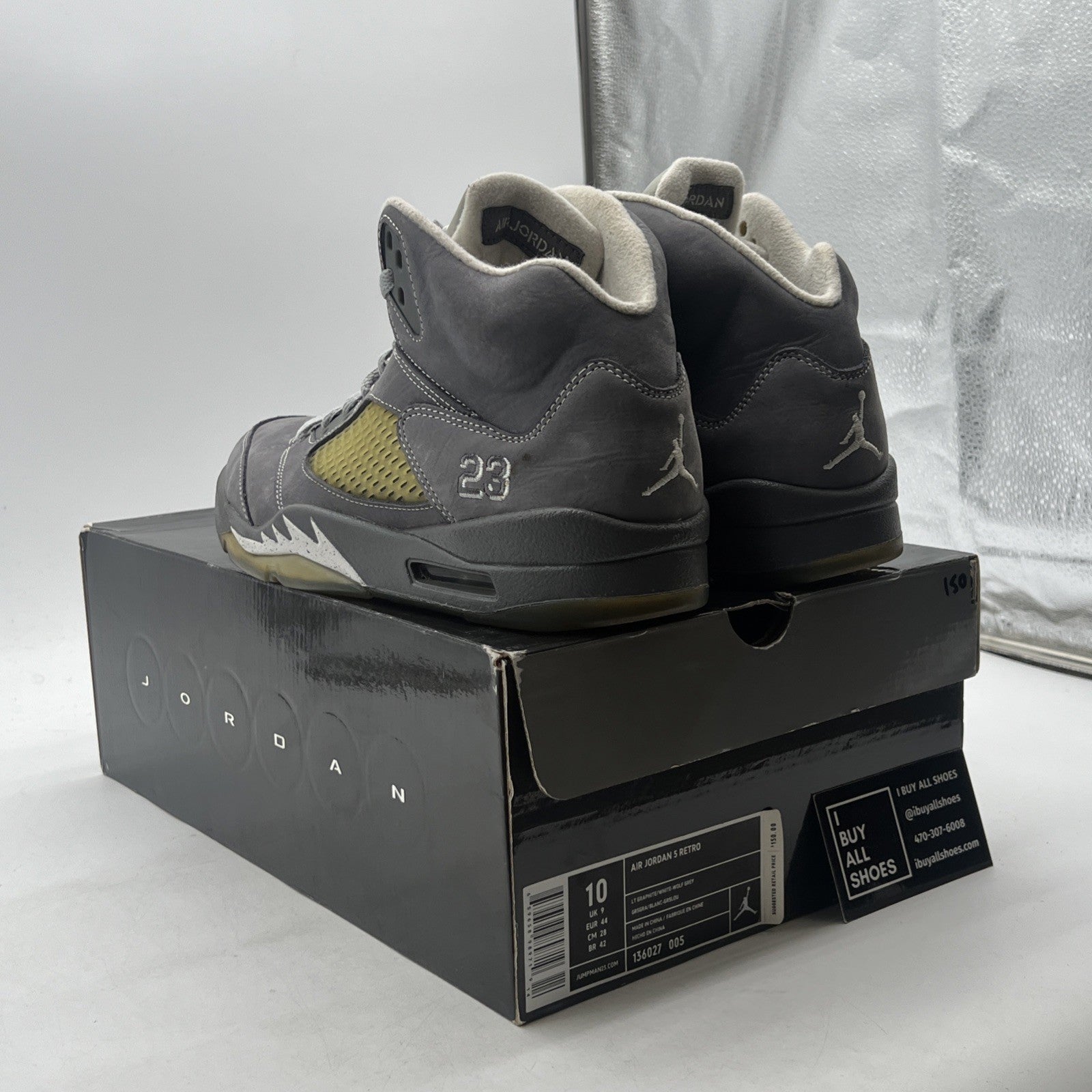 Size 10 - Air Jordan 5 Retro Wolf Grey (136027-005)