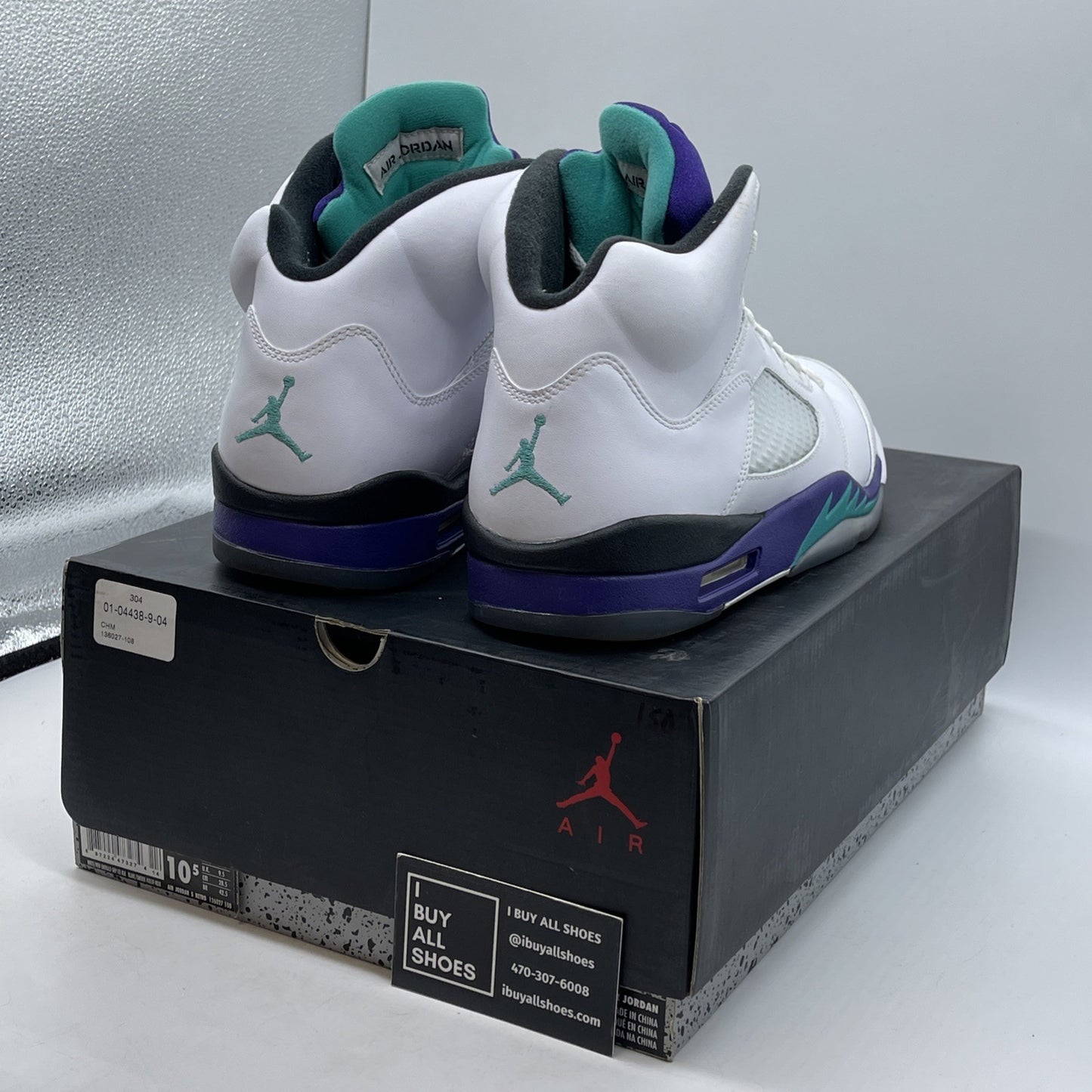 Size 10.5 - Jordan 5 Retro Grape 2013 White Purple Leather (136027-108)