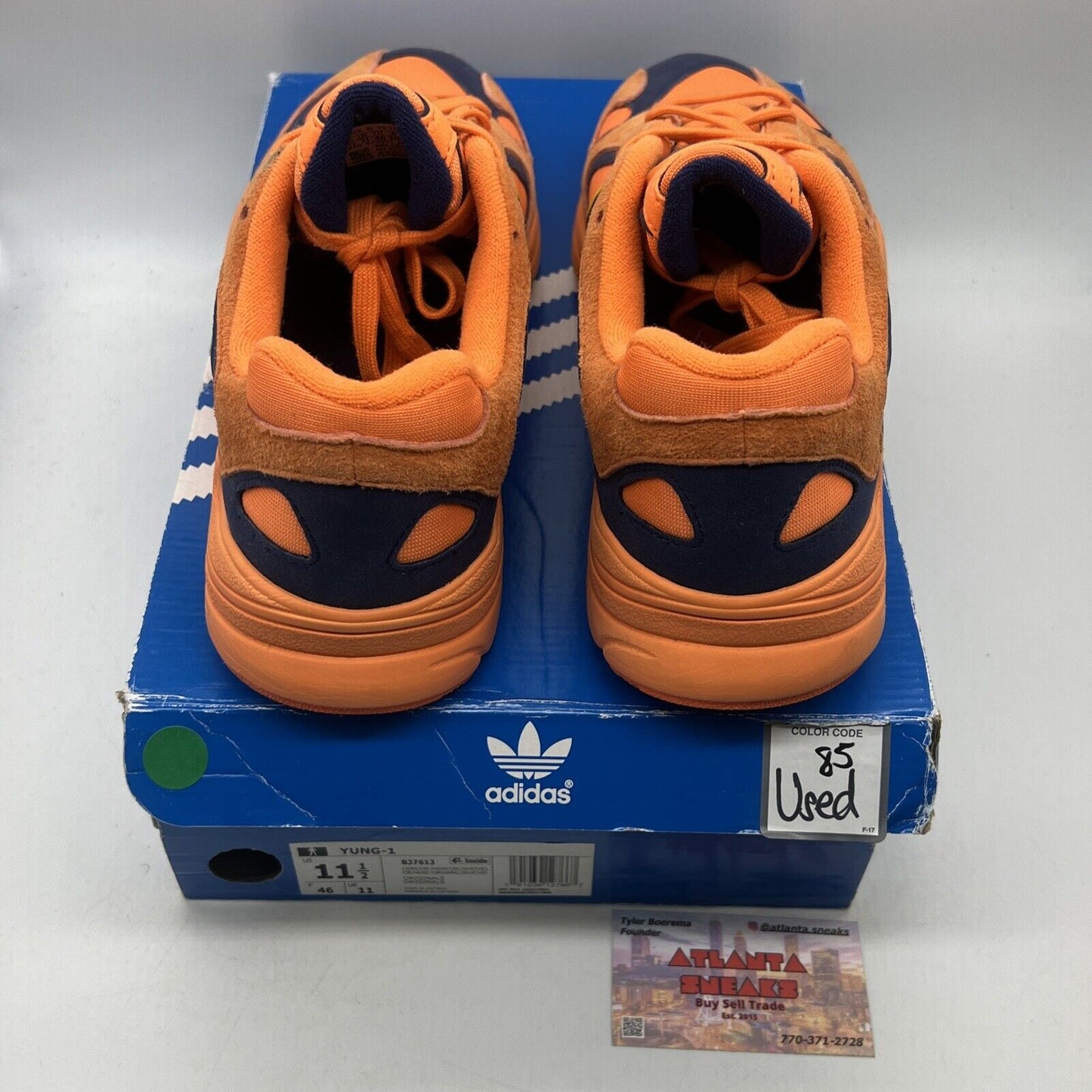 Size 11.5 - adidas Yung-1 Hi-Res Orange Navy Suede Yellow (B37613)