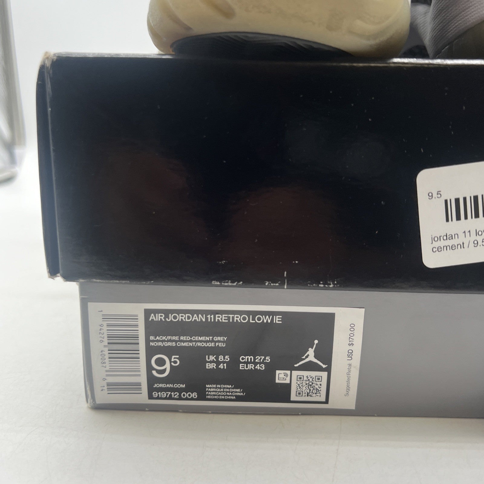 Size 9.5 - Air Jordan 11 Retro IE Low Black Cement (919712-006)