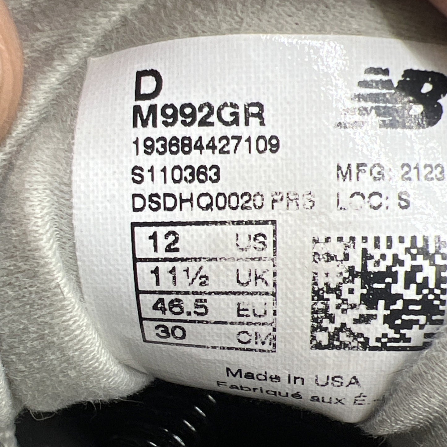 Size 12 - New Balance 992 Made in USA 2020 Grey (M992GR)