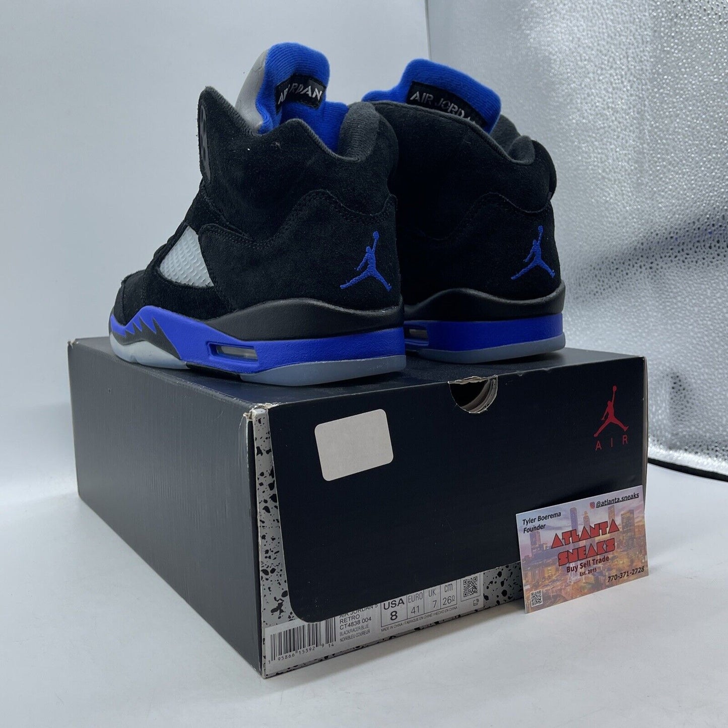 Size 8 - Jordan 5 Retro Mid Racer Blue Black Silver Suede (CT4838-004)