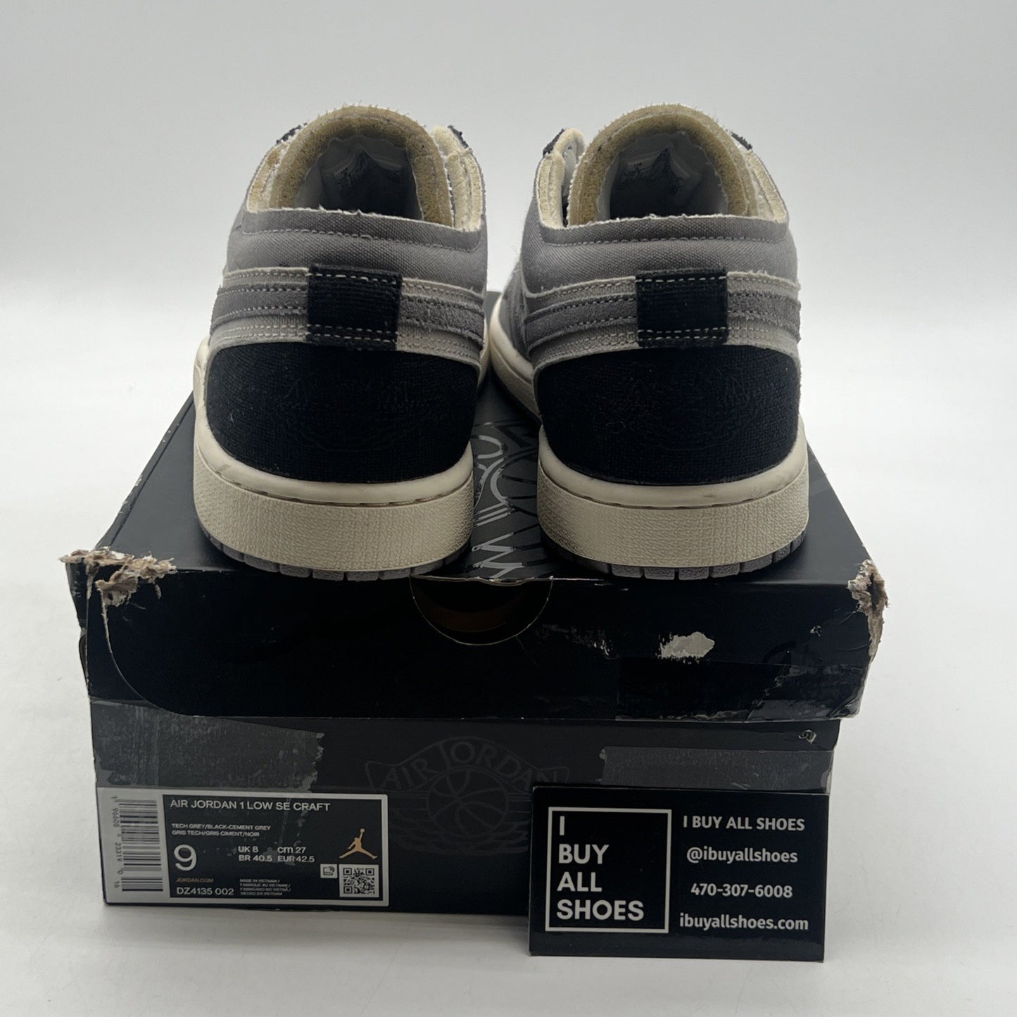 Size 9 - Air Jordan 1 SE Craft Low Inside Out - Cement Grey (DZ4135-002)