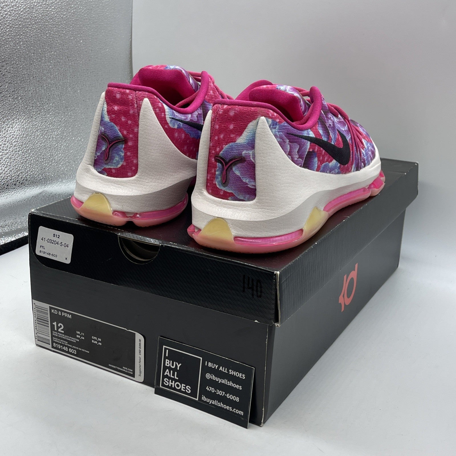 Size 12 - Nike KD 8 Aunt Pearl Pink Purple White Black Suede (819148-603)