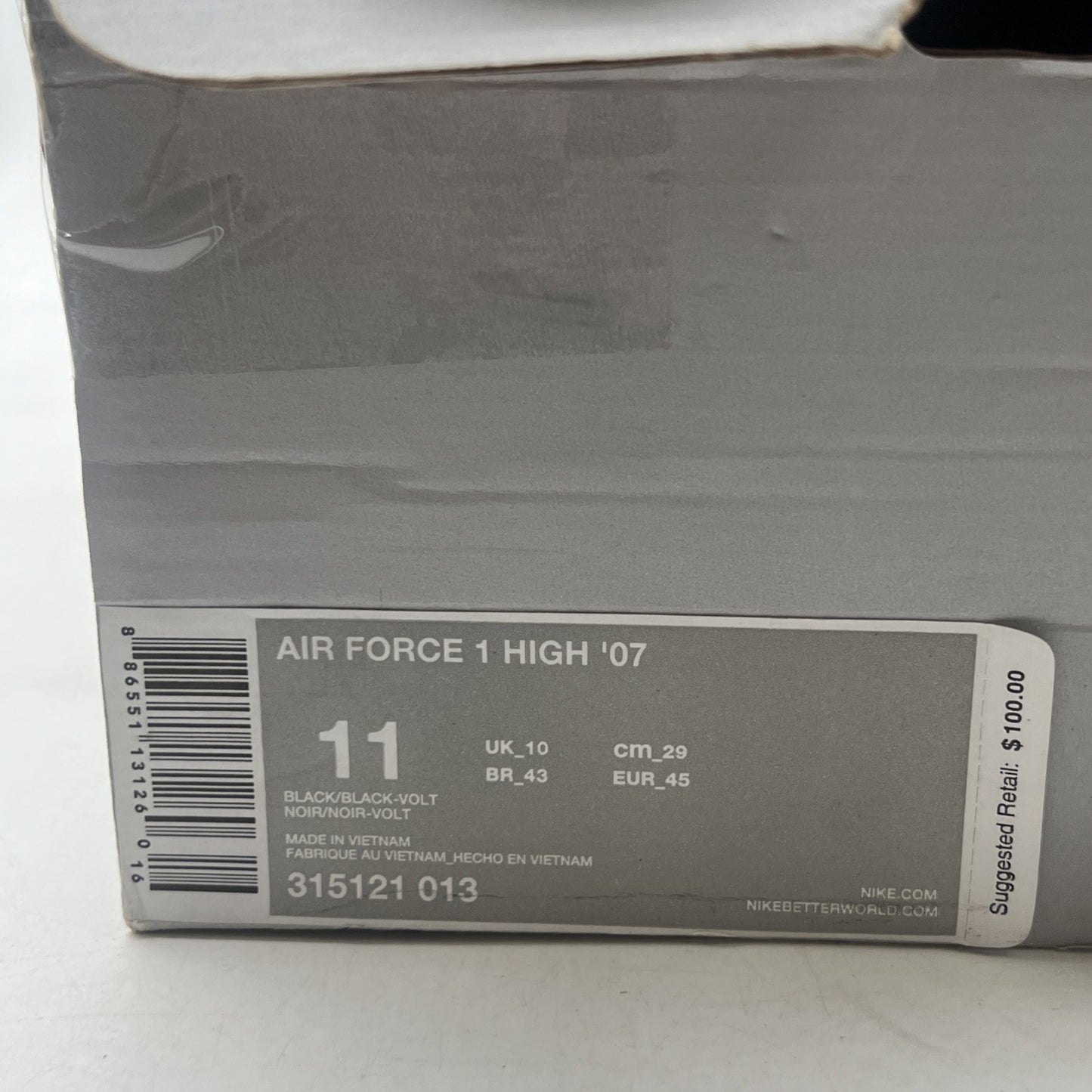 Size 11 - Nike Air Force 1 High Black Volt (315121-013)