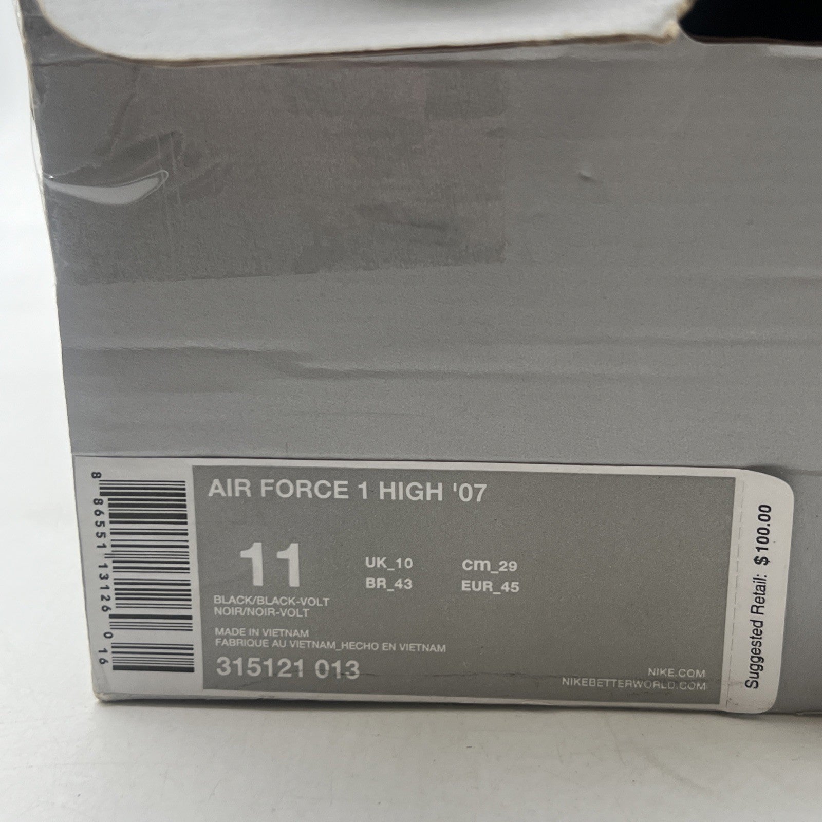 Size 11 - Nike Air Force 1 High Black Volt (315121-013)
