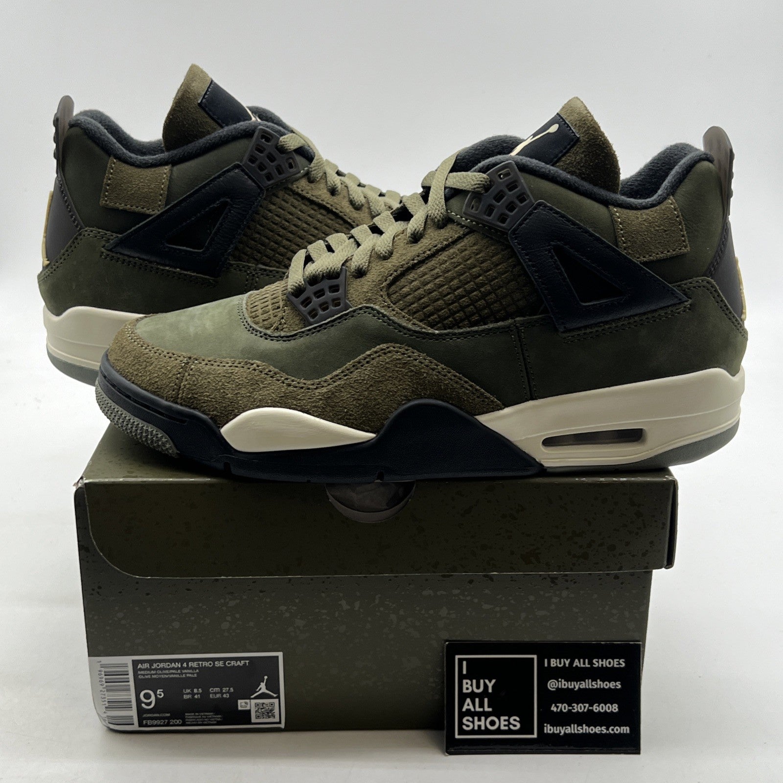 Size 9.5 - Air Jordan 4 SE Retro Low Craft - Olive (FB9927-200)