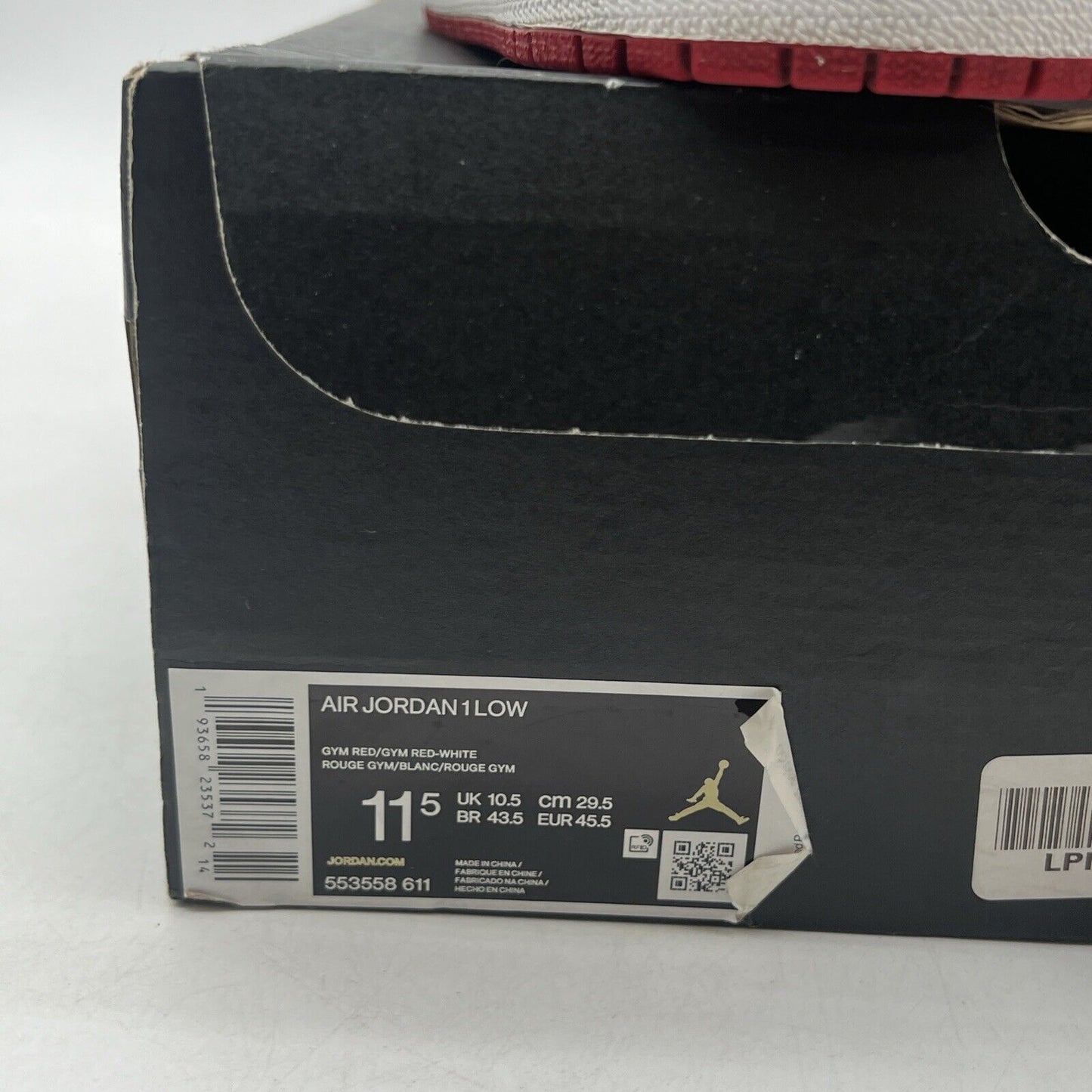 Size 11.5 - Air Jordan 1 Low Gym Red White Leather (553558-611)