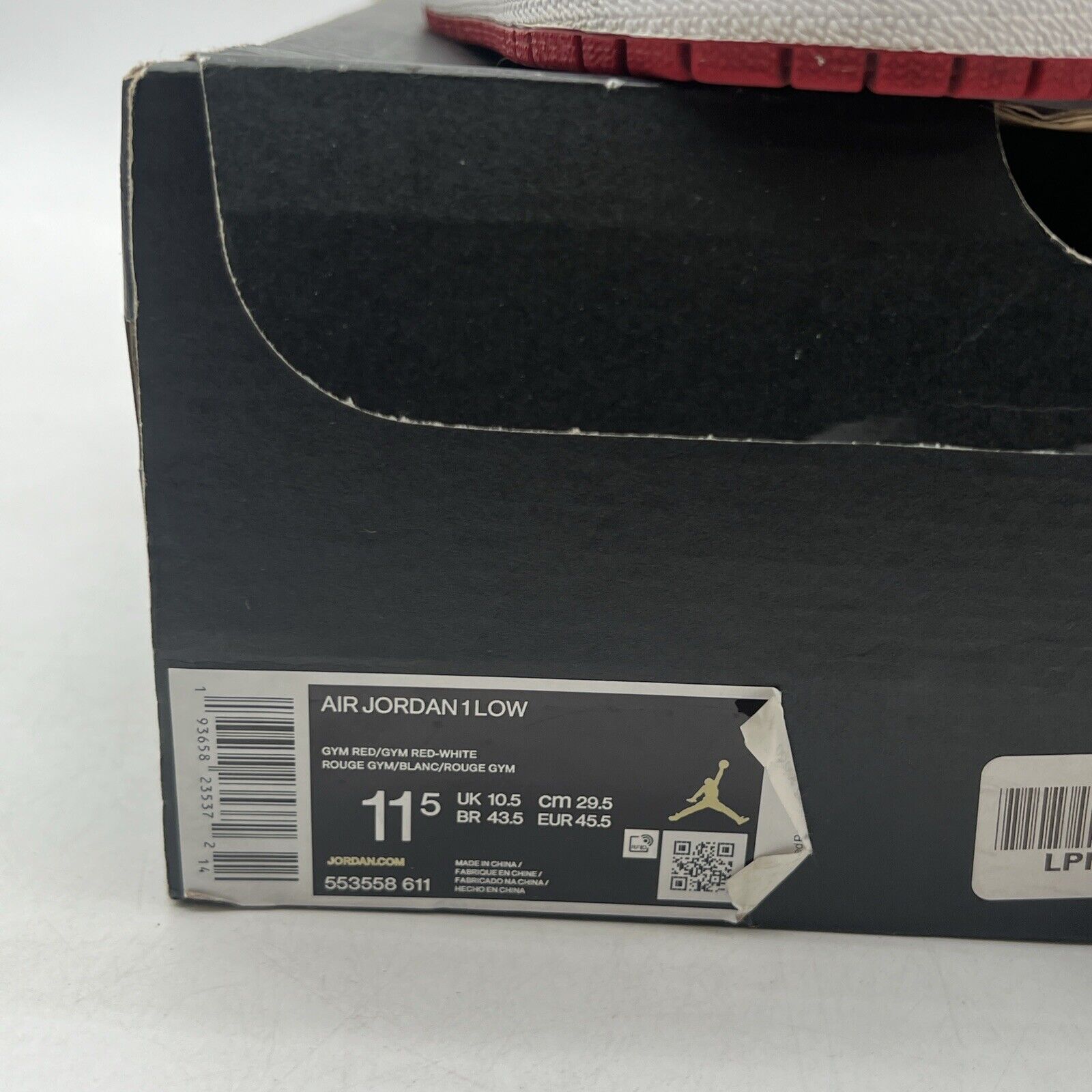 Size 11.5 - Air Jordan 1 Low Gym Red White Leather (553558-611)