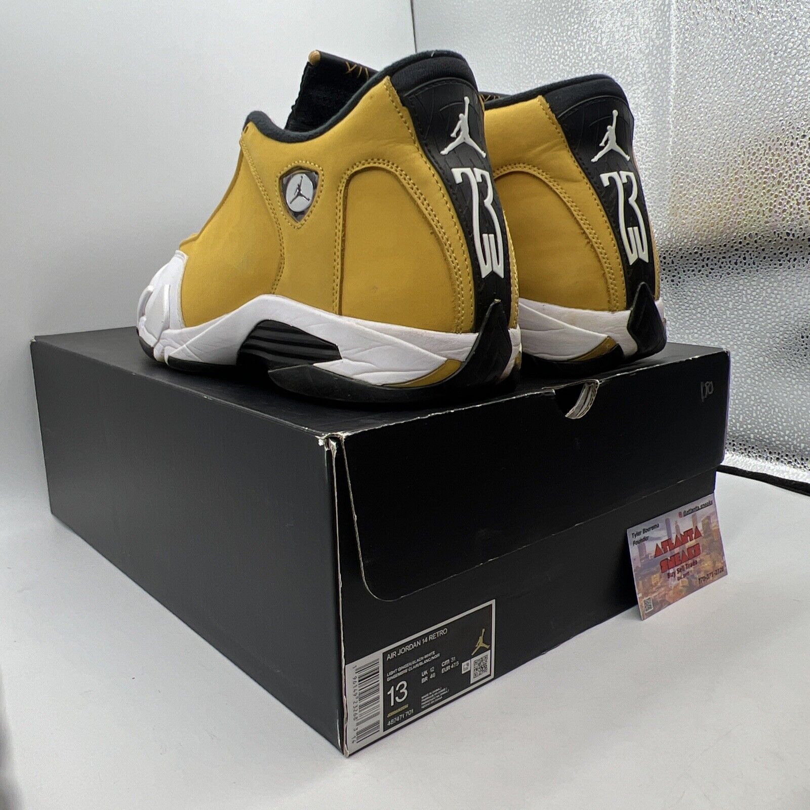 Size 13 - Jordan 14 Retro Light Ginger 2022 White Black Suede (487471-701)
