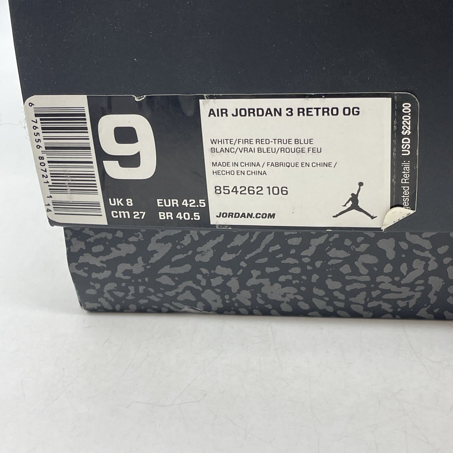 Size 9 - Air Jordan 3 Retro OG Mid True Blue (854262-106)