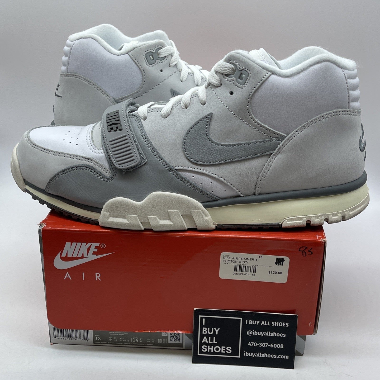 Size 13 - Nike Air Trainer 1 Photon Dust Grey White Suede Leather (DM0521-001)