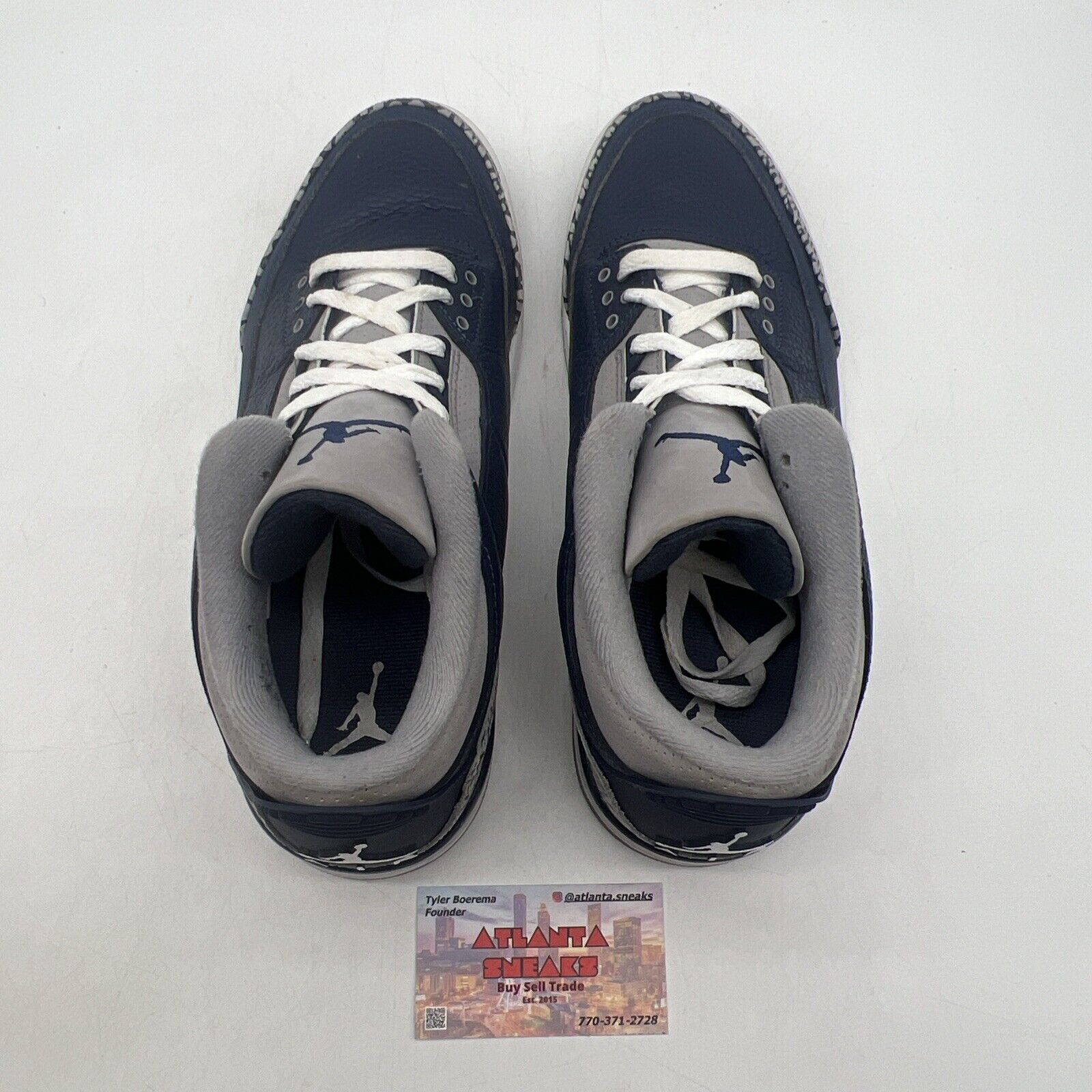 Size 10 - Jordan 3 Retro Blue Navy White Grey Leather (CT8532-401)