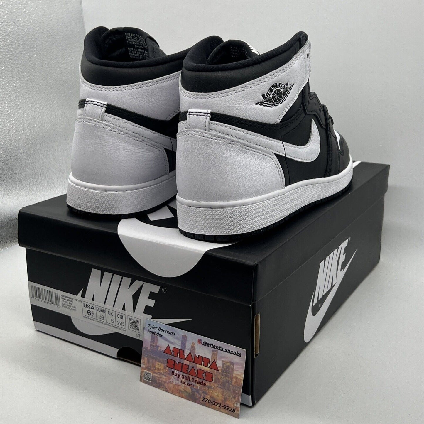 Size 6.5 (GS) - Jordan 1 OG High Black/White 2024 Leather (FD1437-010)