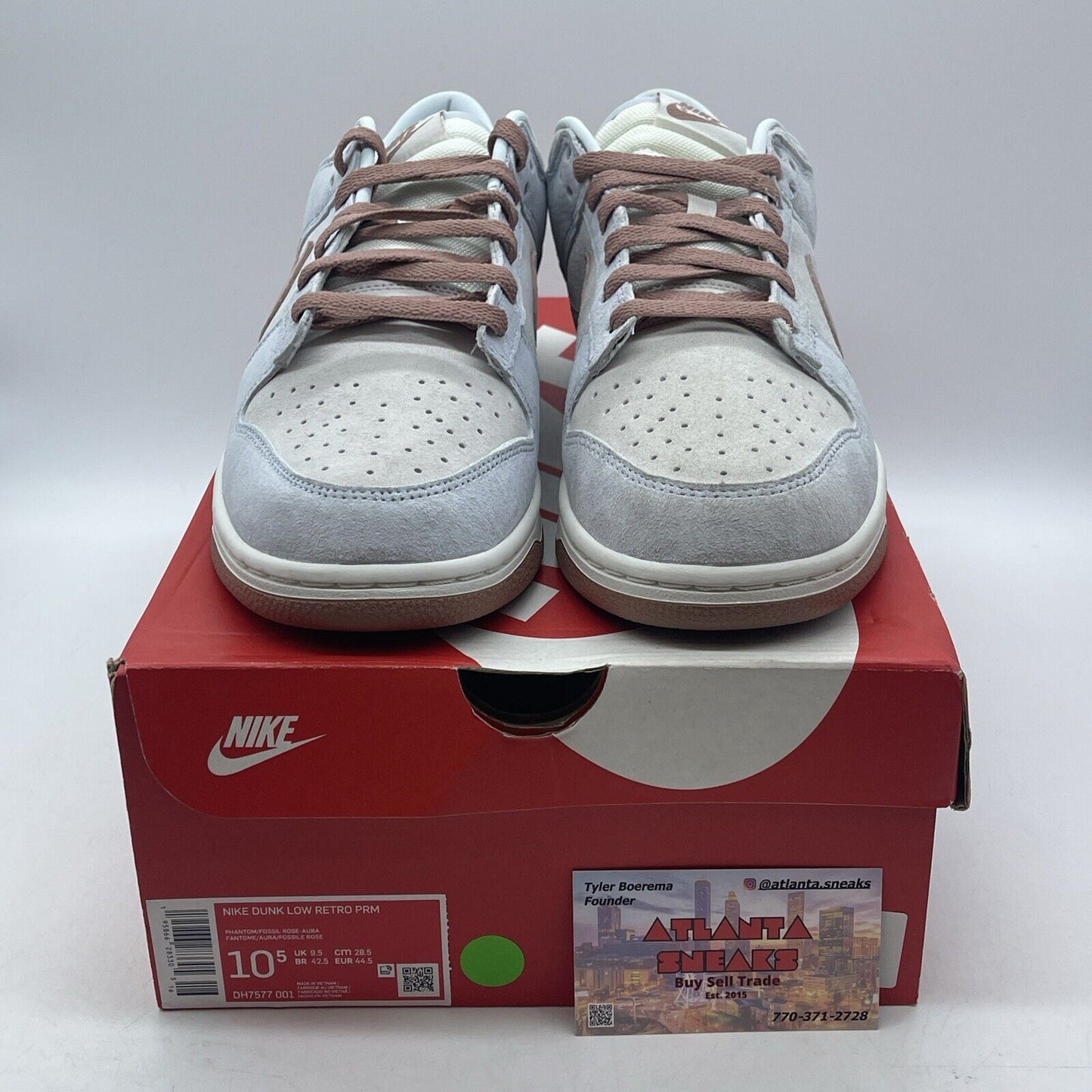 Size 10.5 - Nike Dunk Premium Low Fossil Rose Pink Grey White Suede (DH7577-001)