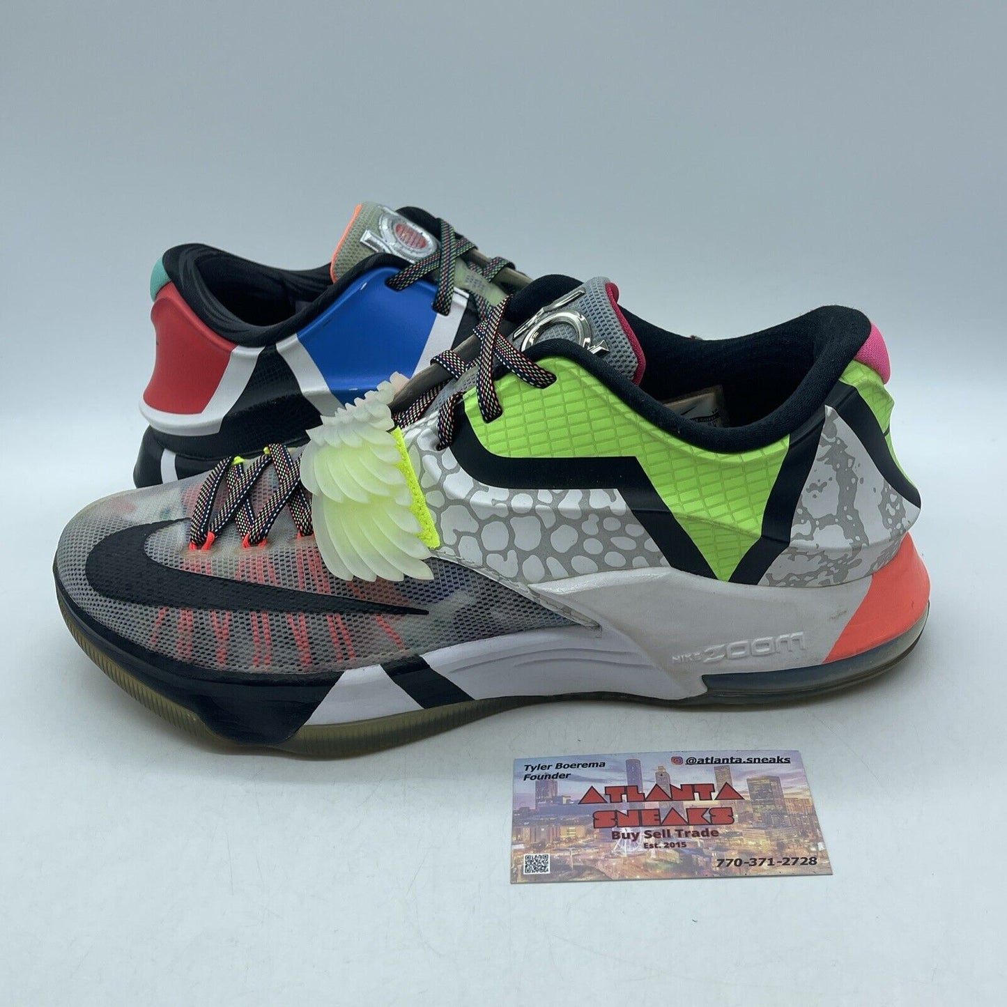 Size 10 - Nike KD 7 What The KD Pink Blue Green White Grey Leather (801778-944)
