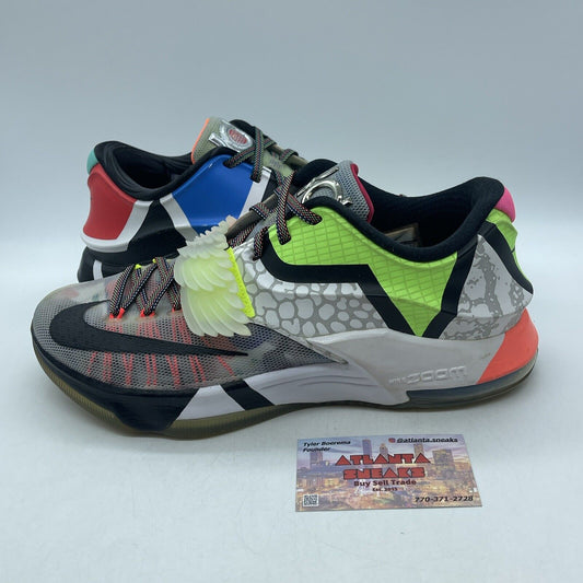Size 10 - Nike KD 7 What The KD Pink Blue Green White Grey Leather (801778-944)