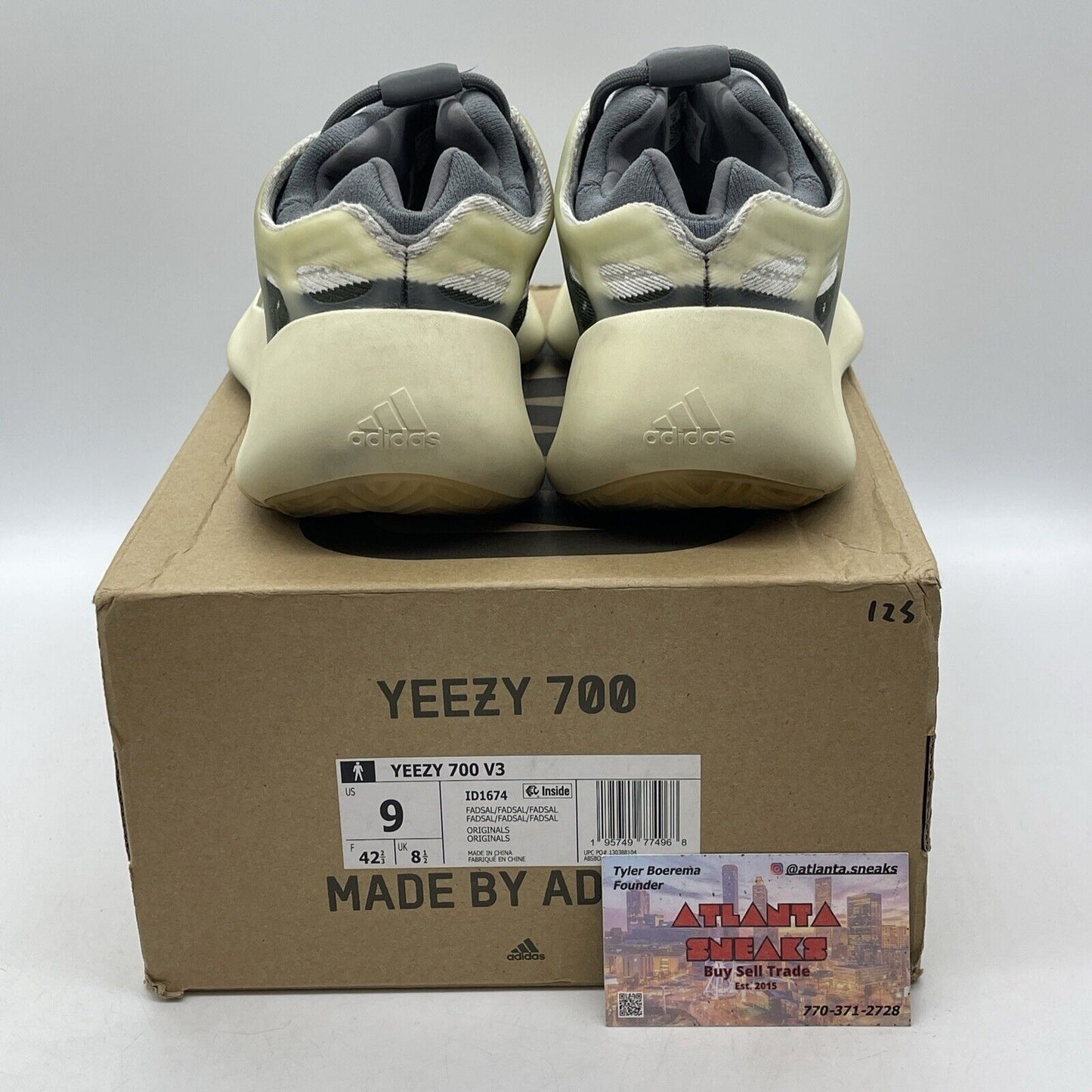 Size 8 - adidas Yeezy 700 V3 Fade Salt White Green Grey Suede Leather (ID1674)