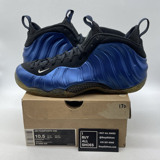 Size 10.5 - Nike Air Foamposite One 2011 Royal Blue Black Suede (314996-500)