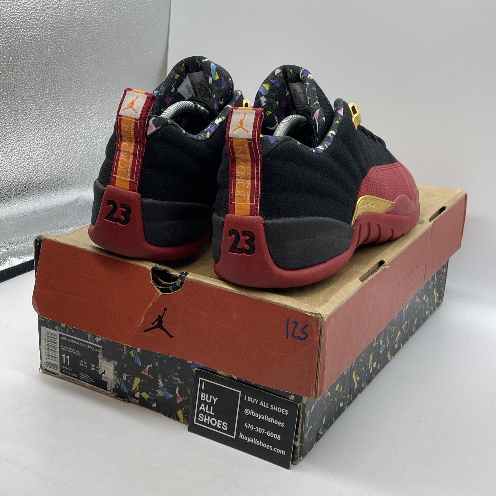 Size 11 -Nike Air Jordan 12 Retro Low SE Super Bowl Black Varsity Red DC1059-001
