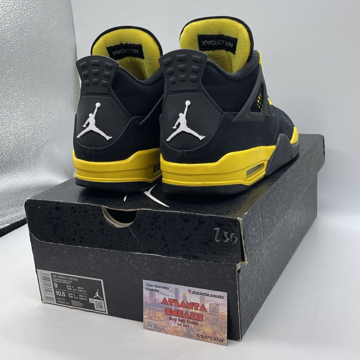 Size 9 - Jordan 4 Retro Mid Thunder Yellow Leather Black Suede (DH6927-017)