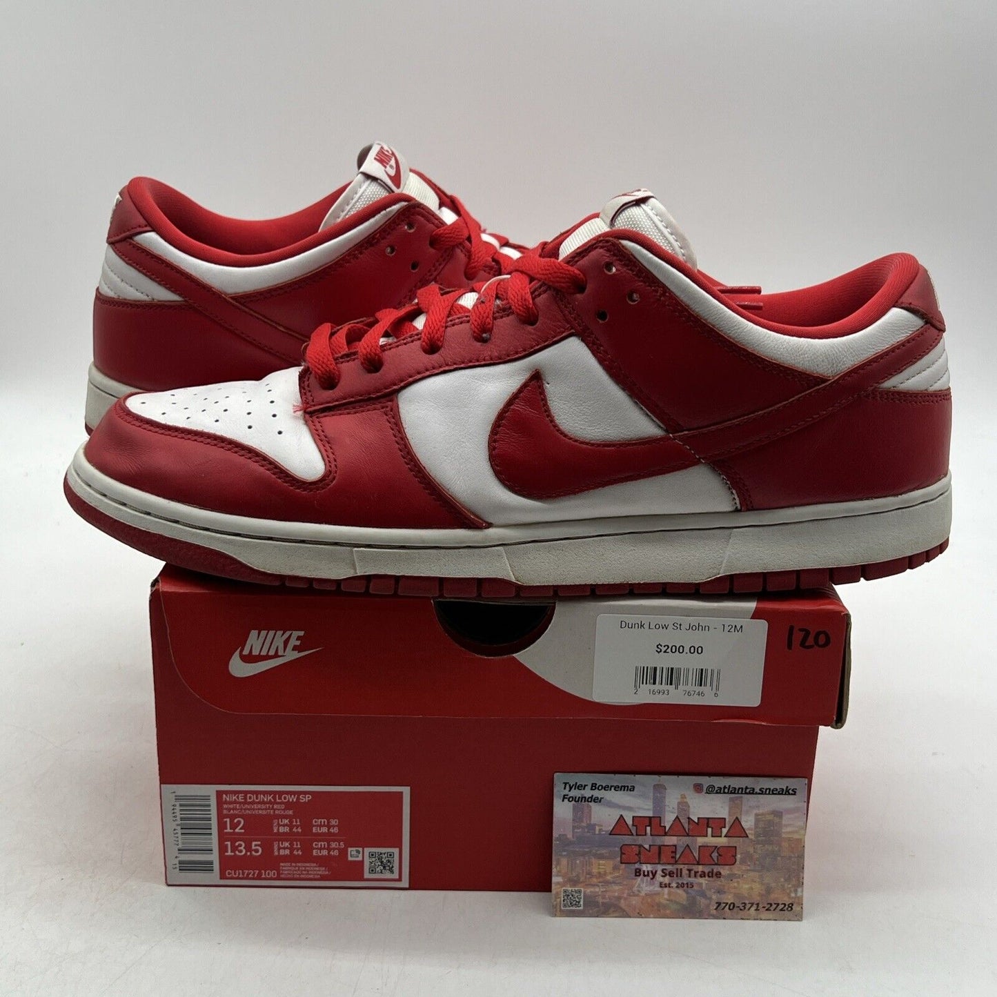 Size 12 - Nike Dunk Retro SP Low St. John's White Leather (CU1727-100)