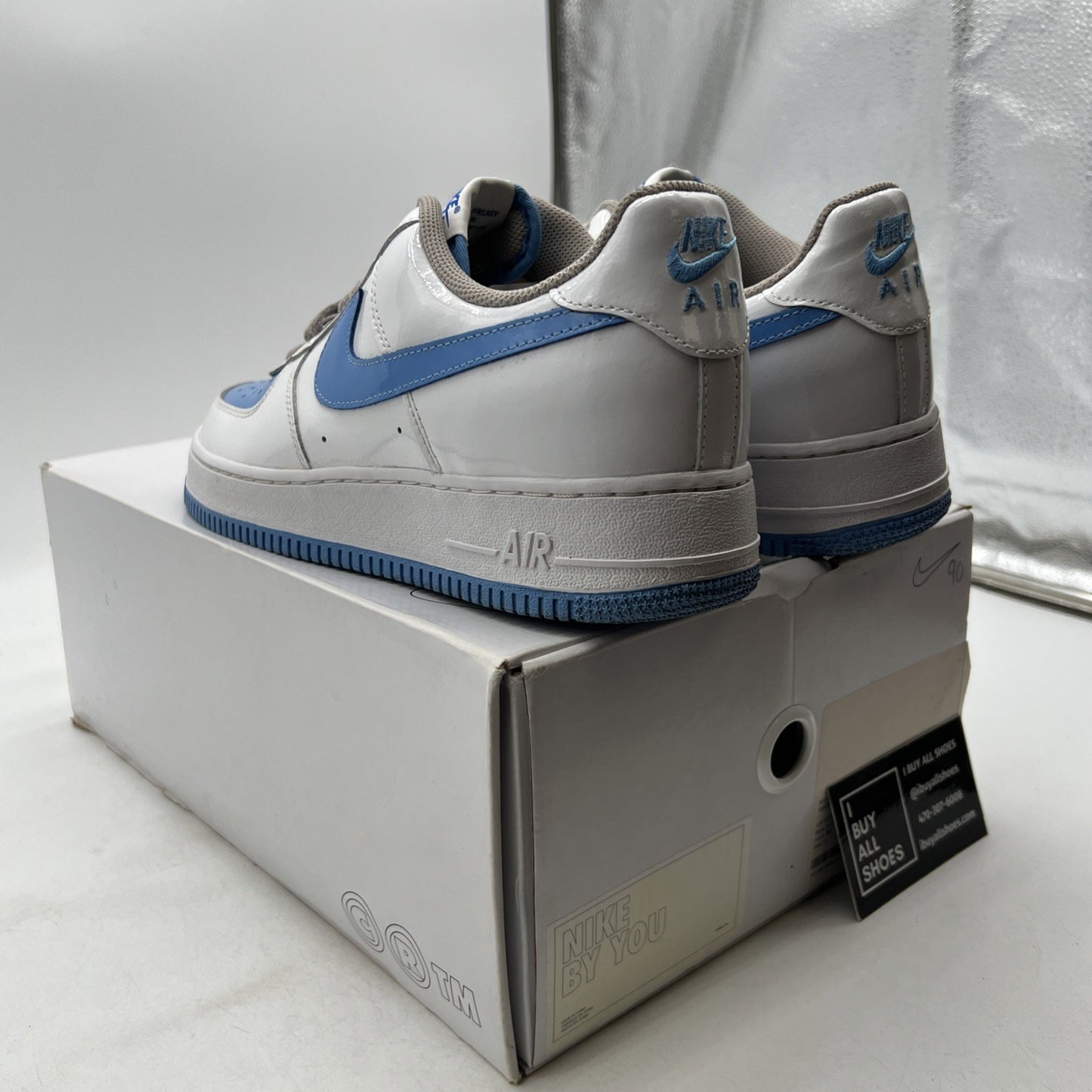 Size 10 -NIKE AIR FORCE 1 LOW UNLOCKED ID NIKE BY YOU "PATENT" BLUE (DJ7015-991)