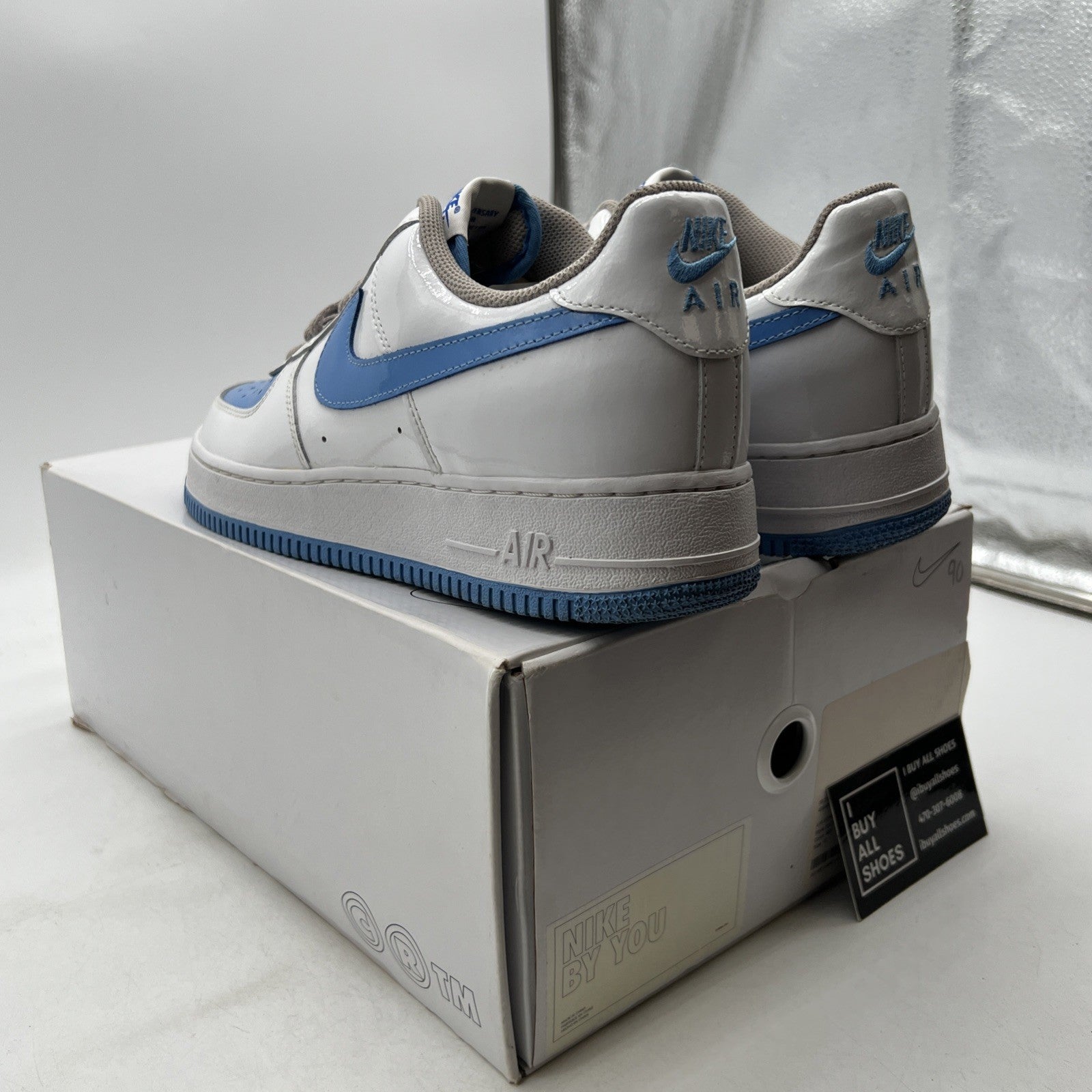 Size 10 -NIKE AIR FORCE 1 LOW UNLOCKED ID NIKE BY YOU "PATENT" BLUE (DJ7015-991)