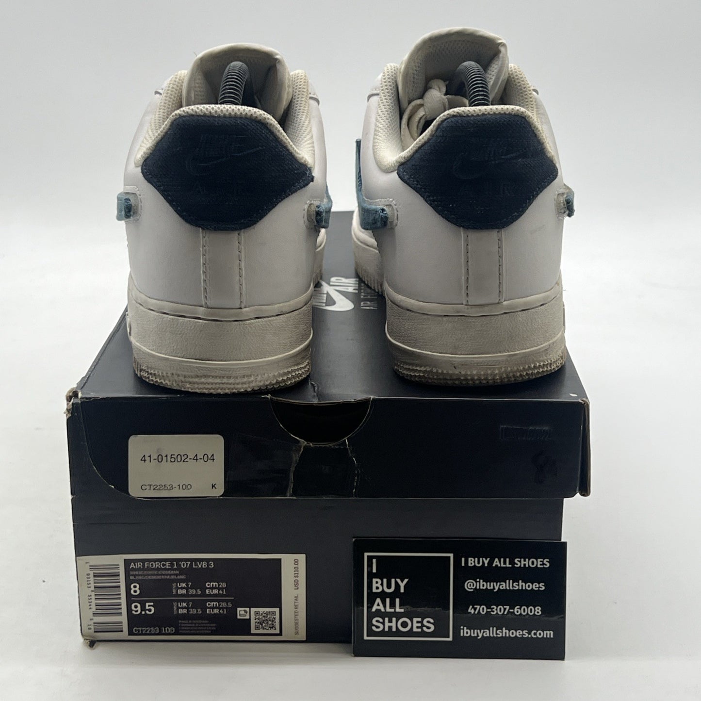 Size 8 - Nike Air Force 1 '07 LV8 Low Removable Swoosh - White Vachetta Tan
