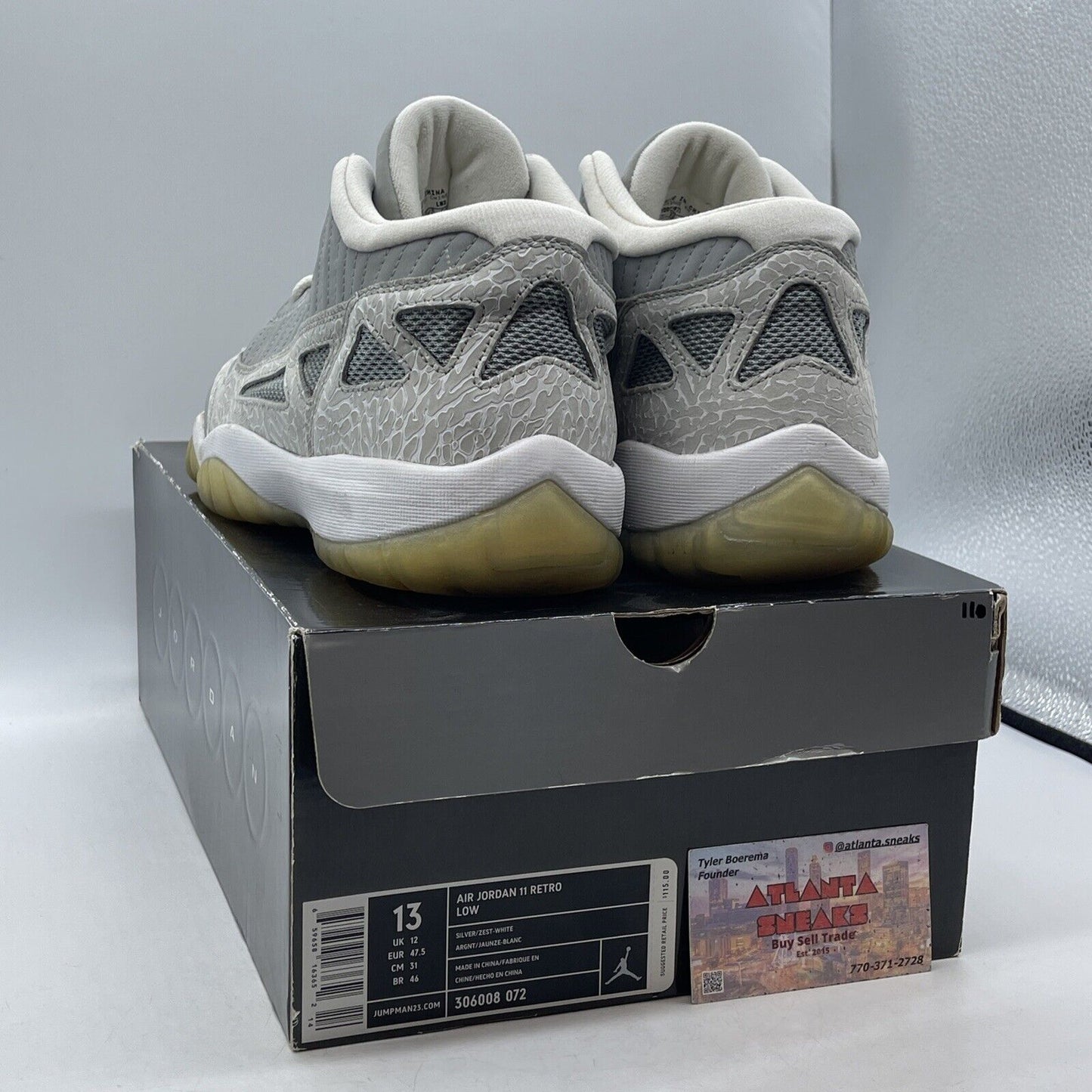 Size 13 - Air Jordan 11 Low Silver White Suede Leather (306008-072)