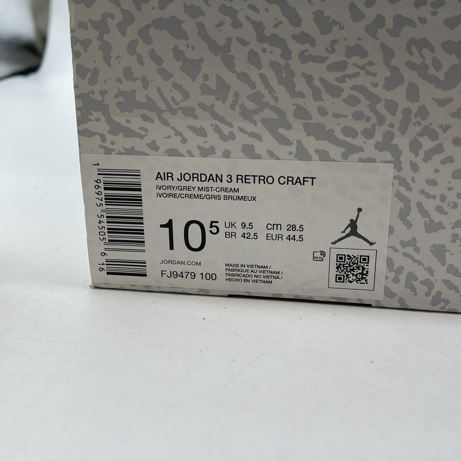 Size 10.5 - Air Jordan 3 Retro Craft Ivory/Grey White Leather (FJ9579-100)