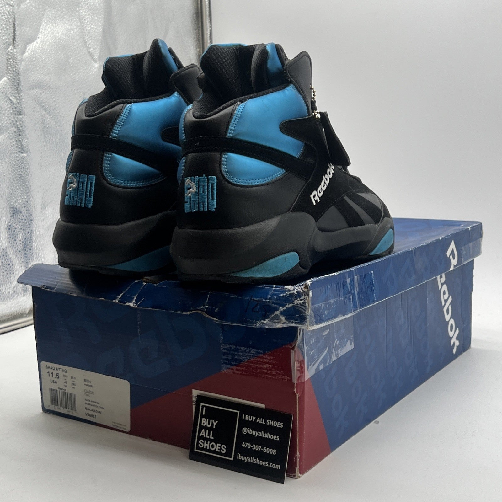 Size 11.5 - Reebok Shaq Attaq 2013 Black Azure (V55083)