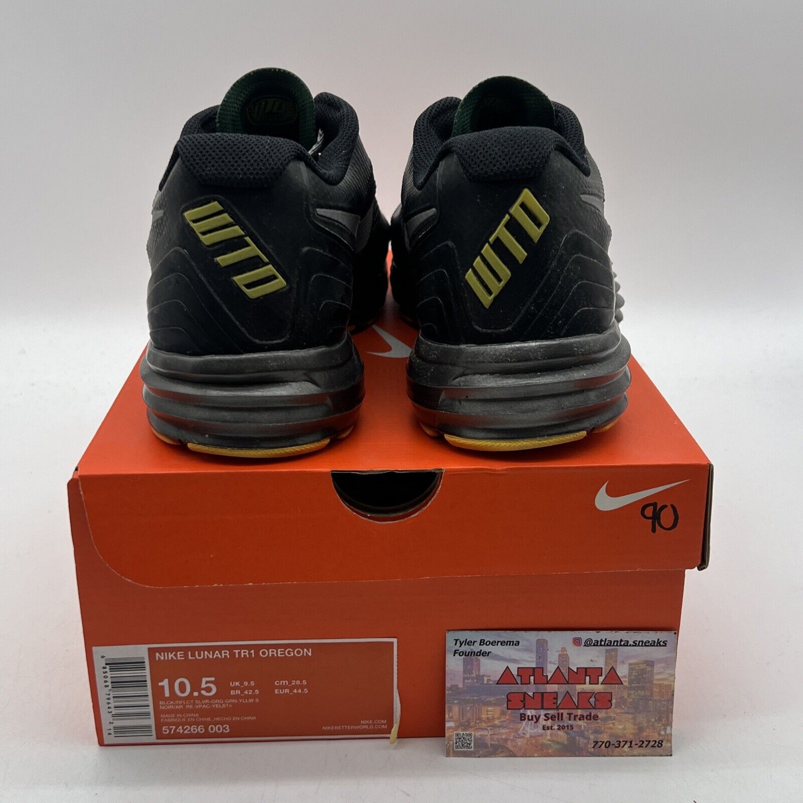 Size 10.5 - Nike Lunar TR1 Oregon Away Yellow Black Grey (574266-003)