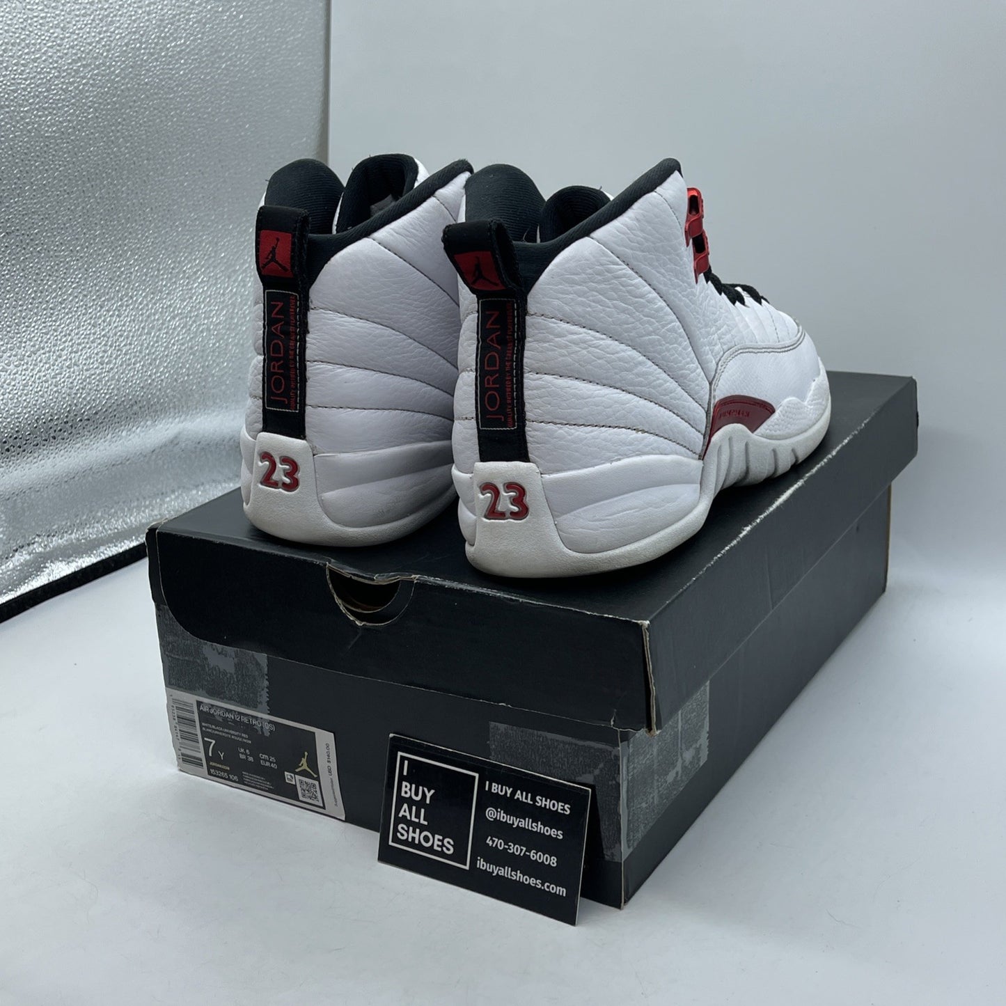 Size 7Y - Air Jordan 12 Retro Twist White Red Leather (153265-106)