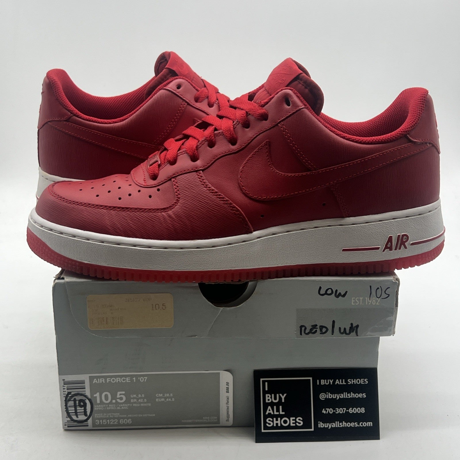 Size 10.5 - Nike Air Force 1 '07 Varsity Red (315122-606)