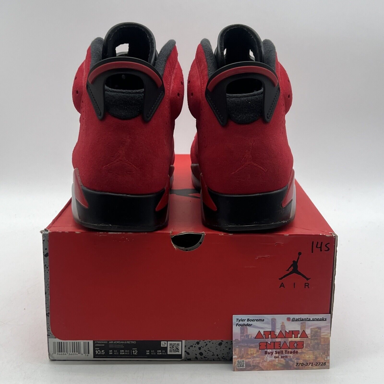 Size 10.5 - Air Jordan 6 Retro Toro Bravo Black Red Suede Icey (CT8529-600)