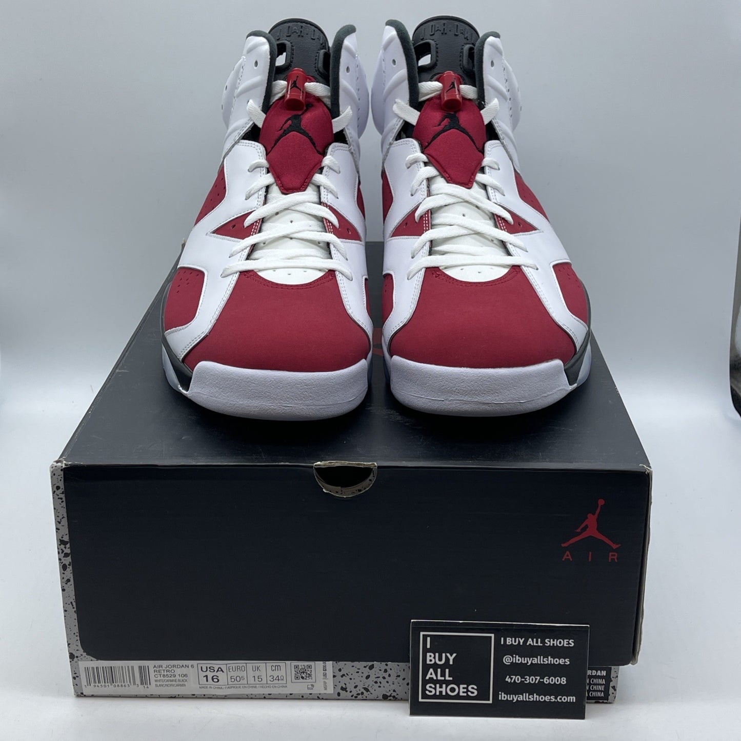 Size 16 - Jordan 6 Retro OG Mid Carmine Red White Leather Suede (CT8529-106)