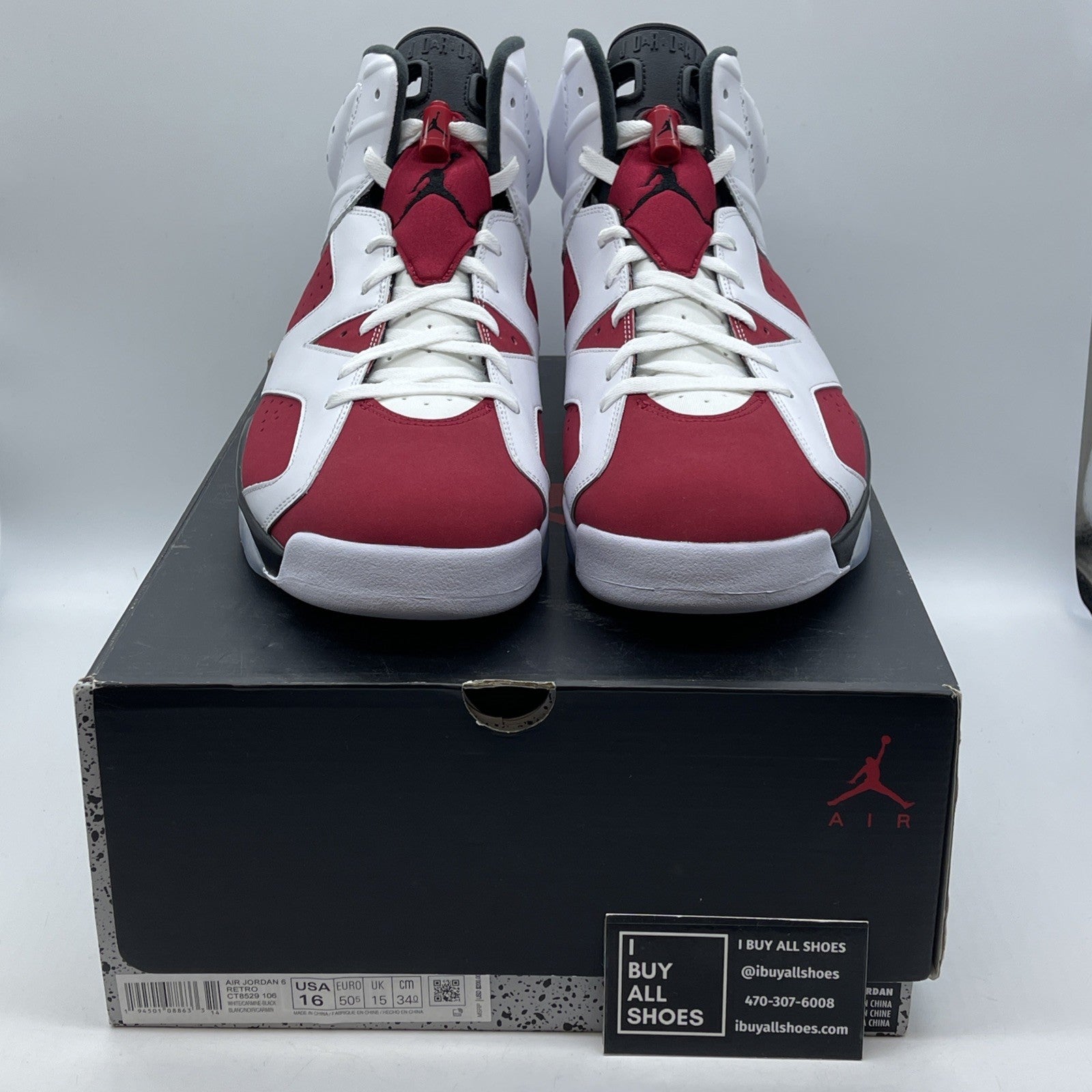 Size 16 - Jordan 6 Retro OG Mid Carmine Red White Leather Suede (CT8529-106)