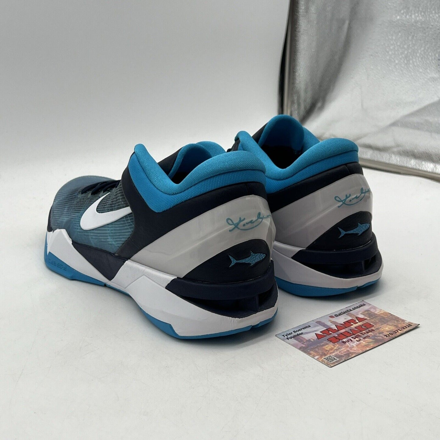 Size 11 - Nike Zoom Kobe 7 System Shark White Blue (488371-401)